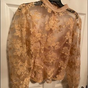 XL nude sheer blouse